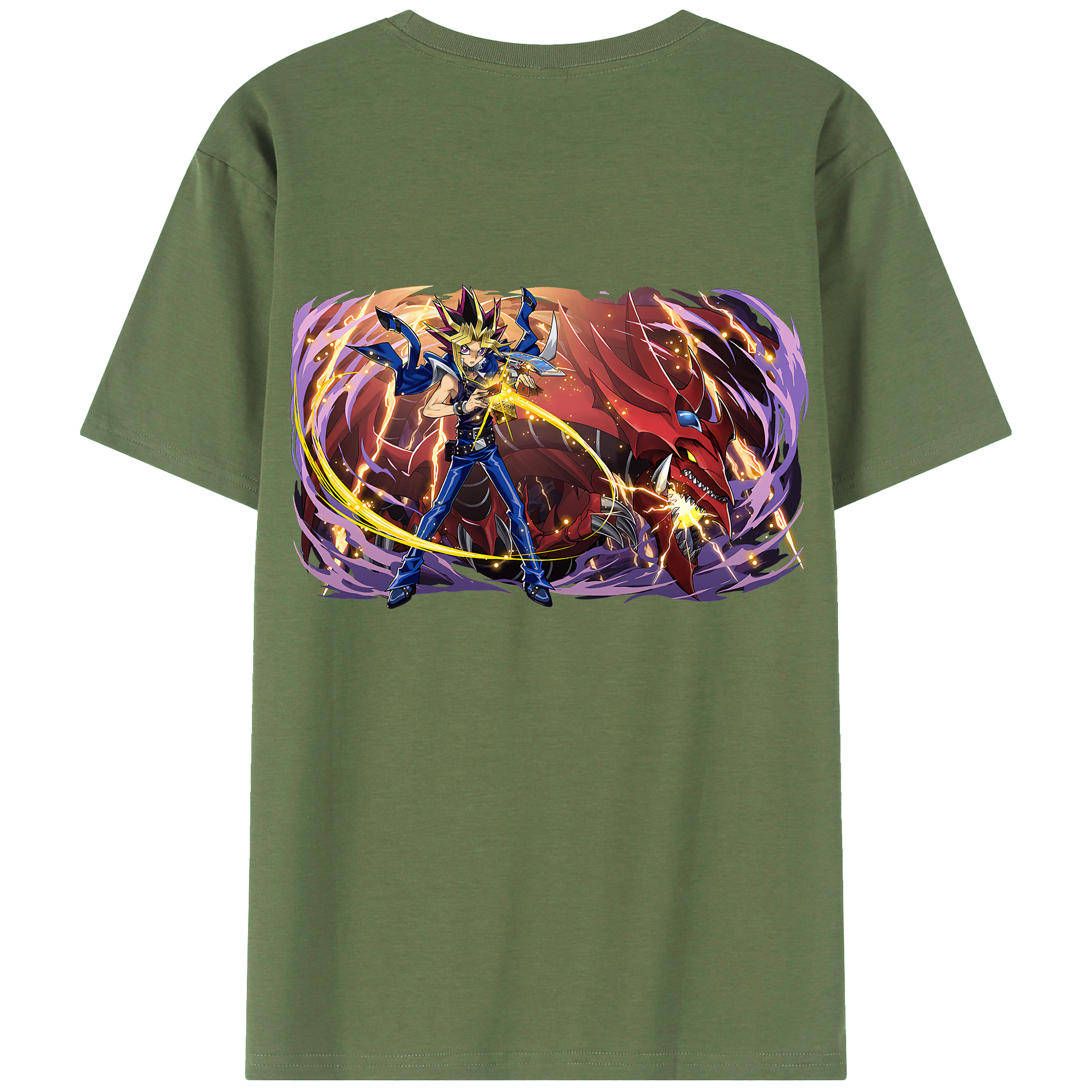 （画像用） 遊☆戯☆王 Yu-Gi-Oh! 綿100％ メンズ半袖Tシャツ（バックプリント） 通気性